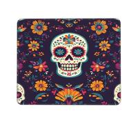 Tapis de souris Day Of The Dead Skull Squelette Fleur Gaming Tapis de souris avec bords cousus Base en caoutchouc antidérapant pour ordinateur portable 61 x 50 cm
