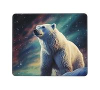 Tapis de souris de 20,1 x 24,1 cm avec base en caoutchouc antidérapant pour clavier de travail Motif ours polaire aurores boréales