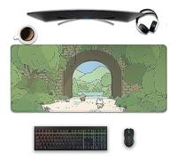 Tapis de souris de bureau Anime Forest - Grand sous-main vert mignon, esthétique kawaii pour bureau, jeux, bureau, maison (70 x 29 cm)