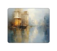 Tapis de souris de bureau durable avec peinture de paysage poétique, design antidérapant et respectueux de l'environnement pour les jeux et le bureau.