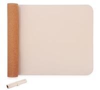 Tapis de Souris de Bureau en Cuir Beige, Tablette Stable et Portable