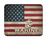Tapis de souris de bureau et de jeu patriotique du Corps des Marines américains, rustique, motif drapeau américain en lambeaux, design rétro