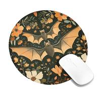 Tapis de souris de bureau motif chauve-souris d'automne avec motif floral vert foncé vintage, en caoutchouc antidérapant, lavable, pour ordinateur portable, pour la maison et le bureau, ordinateur