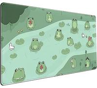 Tapis de souris de bureau motif grenouilles Kawaii mignon XXL, jeux vidéo, étendu, motif étang animé grenouille, 80 x 40 cm, motif japonais/coréen, artistique, pour fille et femme, fournitures de