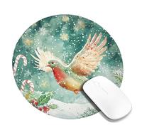 Tapis de souris de bureau motif oiseau d'hiver, vert rouge aquarelle rouge-gorge à bords cousus, tapis de souris en caoutchouc antidérapant lavable, pour ordinateur portable à la maison et au bureau