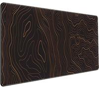 Tapis de souris de bureau XXL noir et orange, contours topographiques minimalistes élégants, tapis de souris étendu pour jeux vidéo avec bords cousus, tapis de souris pour ordinateur portable,