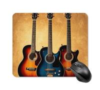 Tapis de souris de collection guitare avec bords cousus, tapis de souris de qualité supérieure, tissu lavable, tapis de souris en caoutchouc antidérapant, design parfait pour les jeux, ordinateur