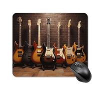 Tapis de souris de collection guitare avec bords cousus, tapis de souris de qualité supérieure, tissu lavable, tapis de souris en caoutchouc antidérapant, design parfait pour les jeux, ordinateur