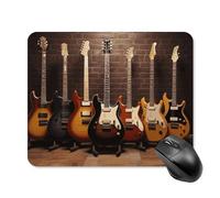 Tapis de souris de collection guitare avec bords cousus, tapis de souris de qualité supérieure, tissu lavable, tapis de souris en caoutchouc antidérapant, design parfait pour les jeux, ordinateur