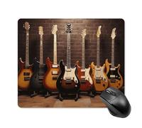 Tapis de souris de collection guitare avec bords cousus, tapis de souris de qualité supérieure, tissu lavable, tapis de souris en caoutchouc antidérapant, design parfait pour les jeux, ordinateur