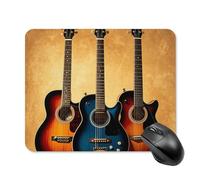 Tapis de souris de collection guitare avec bords cousus, tapis de souris de qualité supérieure, tissu lavable, tapis de souris en caoutchouc antidérapant, design parfait pour les jeux, ordinateur