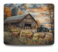 Tapis de Souris de Gaming 240 mm x 200 mm Tapis de Souris Ferme, Accessoires Bureau Antidérapant Étanche, Haute Précision et Vitesse avec Bords Cousus pour Gamer, Ordinateur, PC, Cerf Sika 0d-835