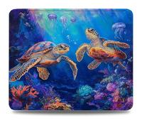 Tapis de Souris de Gaming 420 mm x 350 mm Tapis de Souris Bleu, Accessoires Bureau Antidérapant Étanche, Optimisé Mouse Pad avec Bords Cousus pour Gamer, Ordinateur, PC, Tortues Marines (2) 0d-571