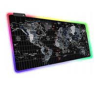 Tapis de souris de gaming XXL Carte du monde - Éclairage LED - Antidérapant, imperméable et avec 4 modes d'éclairage - Complément idéal pour votre souris, clavier, ordinateur portable, bureau - 800 x