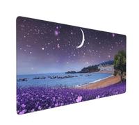 Tapis de Souris de Jeu, 1000x500x3mm XXL Tapis Souris Gaming Grande, Améliore la précision et la Vitesse,Bureau Antidérapant Étanche,sous Main à Bords Cousus Ordinateur Mer de Fleurs Violettes J-6900