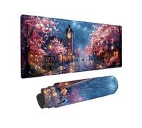 Tapis de Souris de Jeu, 1200 x 400 mm XXL Tapis Souris Gaming Grand, Antidérapant Étanche, iExtended Long Clavier Mouse Pad XXL, Accessoire Bureau, pour Gamer, PC (Fleurs de Cerisier Big Ben) i-876