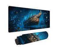 Tapis de Souris de Jeu, 1600 x 800 mm XXL Tapis Souris Gaming Grand, Antidérapant Étanche, Extended Long Clavier Mouse Pad, Accessoire Bureau, pour Gamer, Ordinateur, PC (Naufrage en Haute mer) X-720