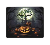 Tapis de souris de jeu 17,8 x 21,8 cm, motif Halloween, lune, chauve-souris, citrouille, imperméable, antidérapant, en cuir, pour bureau, ordinateur portable et PC