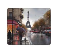 Tapis de souris de jeu 17,8 x 21,8 cm, motif rue pluvieuse à Paris, imperméable, antidérapant, en cuir, pour bureau, ordinateur portable et PC