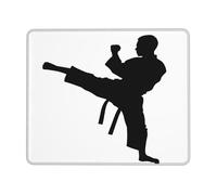 Tapis de souris de jeu 17,8 x 21,8 cm, tapis de souris imprimé arts martiaux taekwondo, tapis de souris imperméable et antidérapant, en cuir, pour bureau, ordinateur portable et PC