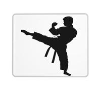 Tapis de souris de jeu 20,1 x 24,1 cm, tapis de souris imprimé arts martiaux taekwondo, tapis de souris imperméable et antidérapant en cuir pour bureau, ordinateur portable et PC