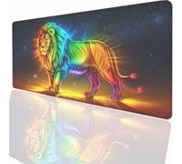 Tapis de Souris de Jeu, 31.5 x 15.7inch XXL Tapis Souris Gaming Grand, Antidérapant Étanche, Extended Long Clavier Mouse Pad, Accessoire Bureau, pour Gamer, Ordinateur, PC Ciel éToilé Lion KSWT376