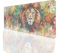 Tapis de Souris de Jeu, 47.4x23.7 inch XXL Tapis Souris Gaming Grand, Antidérapant Étanche, Extended Long Clavier Mouse Pad, Accessoire Bureau, pour Gamer, Ordinateur, PC Abstrait Lion KSWT374