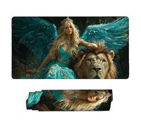 Tapis de Souris de Jeu, 500 x 250 mm XXL Grand Tapis Souris Gaming, Antidérapant Étanche, Extended XXL Long Clavier Mouse Pad, Accessoire Bureau, pour Gamer, Ordinateur, PC (Ange Lion) Z-861