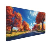 Tapis de Souris de Jeu, 500x300x3mm XXL Tapis Souris Gaming Grande, Améliore la précision et la Vitesse, Bureau Antidérapant Étanche, sous Main à Bords Cousus Ordinateur Feuille d'érable Rouge J-3628
