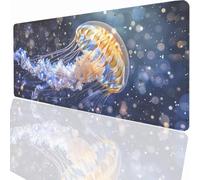 Tapis de Souris de Jeu, 600x300x3mm XXL Tapis Souris Gaming Grand, Antidérapant Étanche, Extended Long Clavier Mouse Pad, Accessoire Bureau, pour Gamer, Ordinateur, PC Jaune MéDuse LMDT688