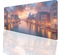 Tapis de Souris de Jeu, 700 x 300 x 3 mm XXL Tapis Souris Gaming Grand, Antidérapant Étanche, Extended Long Clavier Mouse Pad, Accessoire Bureau, pour Gamer, Ordinateur, PC Paysage Venise LMDT12365