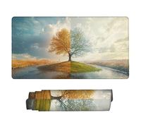 Tapis de Souris de Jeu, 700 x 400 mm XXL Grand Tapis Souris Gaming, Antidérapant Étanche, Extended XXL Long Clavier Mouse Pad, Accessoire Bureau, pour Gamer, PC (l'arbre des Quatre Saisons) Z-834