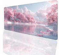 Tapis de Souris de Jeu, 700x400x3mm XXL Tapis Souris Gaming Grand, Antidérapant Étanche, Extended Long Clavier Mouse Pad, Accessoire Bureau, pour Gamer, Ordinateur, PC Cerisier en Fleurs PjY9772 N-U
