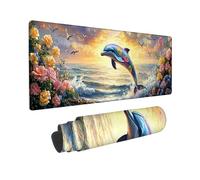 Tapis de Souris de Jeu, 800 x 300 mm XXL Tapis Souris Gaming Grand, Antidérapant Étanche, iExtended Long Clavier Mouse Pad XXL, Accessoire Bureau, pour Gamer, Ordinateur, PC (Océan Dauphins) i-285