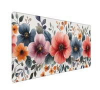 Tapis de Souris de Jeu,800x300x3mm XXL Tapis Souris Gaming Grande,Améliore la précision et la Vitesse,Bureau Antidérapant Étanche,sous Main à Bords Cousus pour Gamer,Ordinateur Fleurs colorées J-5129