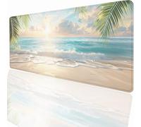 Tapis de Souris de Jeu, 800x400x3mm XXL Tapis Souris Gaming Grand, Antidérapant Étanche, Extended Long Clavier Mouse Pad, Accessoire Bureau, pour Gamer, Ordinateur, PC Plage PjY4572 W-E