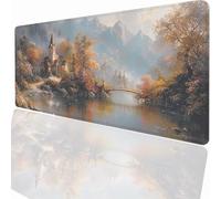 Tapis de Souris de Jeu, 800x400x3mm XXL Tapis Souris Gaming Grand, Antidérapant Étanche, Extended Long Clavier Mouse Pad, Accessoire Bureau, pour Gamer, Ordinateur, PC éGlise Paysage LMDT10591