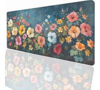 Tapis de Souris de Jeu, 900x400x3mm XXL Tapis Souris Gaming Grand, Antidérapant Étanche, Extended Long Clavier Mouse Pad, Accessoire Bureau, pour Gamer, Ordinateur, PC Fleurs PjY13360 N-U