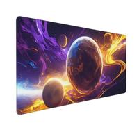 Tapis de Souris de Jeu,900x400x3mm XXL Tapis Souris Gaming Grande,Améliore la précision et la vitesse,Bureau Antidérapant Étanche,sous Main à Bords Cousus pour Gamer,Ordinateur Planète violette J-7457