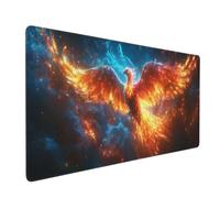 Tapis de Souris de Jeu,900x400x3mm XXL Tapis Souris Gaming Grande,Améliore la précision et la Vitesse,Bureau Antidérapant Étanche,sous Main à Bords Cousus pour Gamer,Ordinateur Phénix de feu J-2319