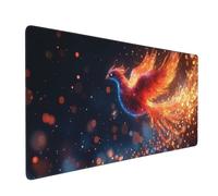 Tapis de Souris de Jeu,900x500x3mm XXL Tapis Souris Gaming Grande,Améliore la précision et la Vitesse,Bureau Antidérapant Étanche,sous Main à Bords Cousus pour Gamer,Ordinateur Phénix de feu J-4379