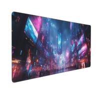 Tapis de Souris de Jeu,900x500x3mm XXL Tapis Souris Gaming Grande,Améliore la précision et la Vitesse,Bureau Antidérapant Étanche,sous Main à Bords Cousus pour Gamer,Ordinateur Ville colorée J-3973