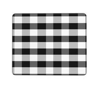 Tapis de souris de jeu à carreaux noirs et blancs avec bords cousus base en caoutchouc antidérapant pour PC et ordinateur portable 22 x 18 cm
