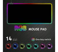 Tapis de souris de jeu à rétroéclairage LED RGB, noir, avec barre lumineuse, adapté pour ordinateur portable de bureau au bureau Taille Unique,90*40CM,80*30CM,60*30CM,35*25 cm,70*30CMUnicoloreCaoutcho