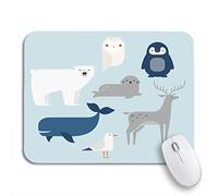 Tapis De Souris De Jeu Animaux De L'Arctique Et De L'Antarctique Pingouin Ours Polaire Renne Tapis De Souris D'Ordinateur Glissement Facile Tapis Souris, pour Maison, 25 x 30cm