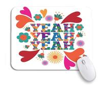 Tapis De Souris De Jeu Années 60 Mod Pop Psychédélique Coloré Ouais Texte Violet Bureau Tapis Souris Glissement Facile Tapis De Souris D'Ordinateur, pour Ordinateur, 25 x 30cm