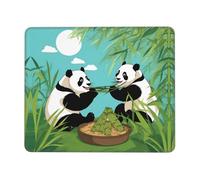 Tapis de souris de jeu antidérapant avec deux grands pandas mignons imprimés, tapis de souris de bureau adapté pour l'étude et les jeux, 25,4 x 30,5 cm