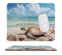 Tapis de souris de jeu antidérapant et imperméable pour souris sans fil, ordinateurs, ordinateurs portables, bureau, tortue de mer, étoile de mer 24,9 x 30 cm
