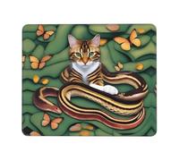 Tapis de souris de jeu antidérapant L'histoire du serpent et du chat imprimé tapis de souris de bureau adapté pour l'étude et les jeux 21,1 x 26,2 cm