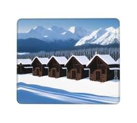 Tapis de souris de jeu antidérapant Motif maison de neige Tapis de souris de bureau imprimé Convient pour l'étude et les jeux 17,8 x 21,8 cm